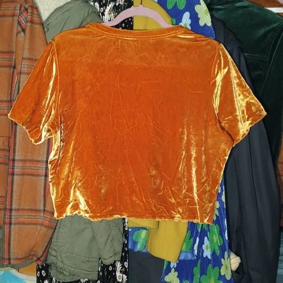 Asos Gold Velvet Crop Top - Picture 3 of 5